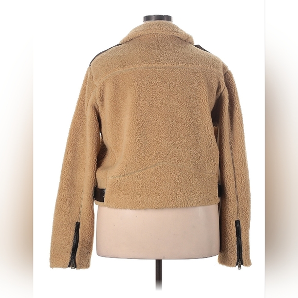 $398 NWT POLO RALPH LAUREN Women's XXL Moto Sherpa Fleece Jacket Leather Trim - Picture 2 of 13